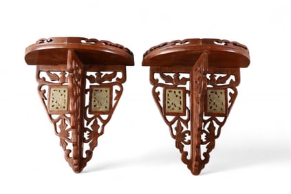 PAIR OF CARVED CHINESE WALL SHELVES