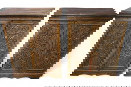PAIR OF SPANISH STYLE HALL CABINETS