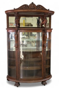 LARGE BOWED GLASS CHINA CABINET