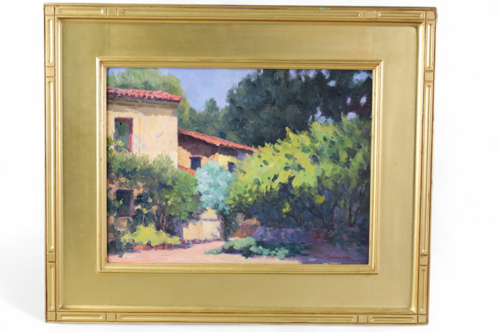 MICHAEL W SITU OIL PAINTING: OIL ON CANVAS, SIGNED MICHAEL W SITU, TITLED SUNNY AFTERNOON, 23" x 19" IN FRAME.