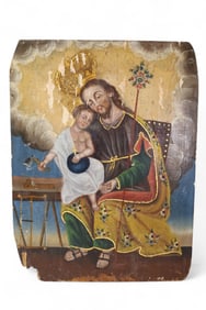 ANTIQUE RELIGIOUS PAINTED PANEL