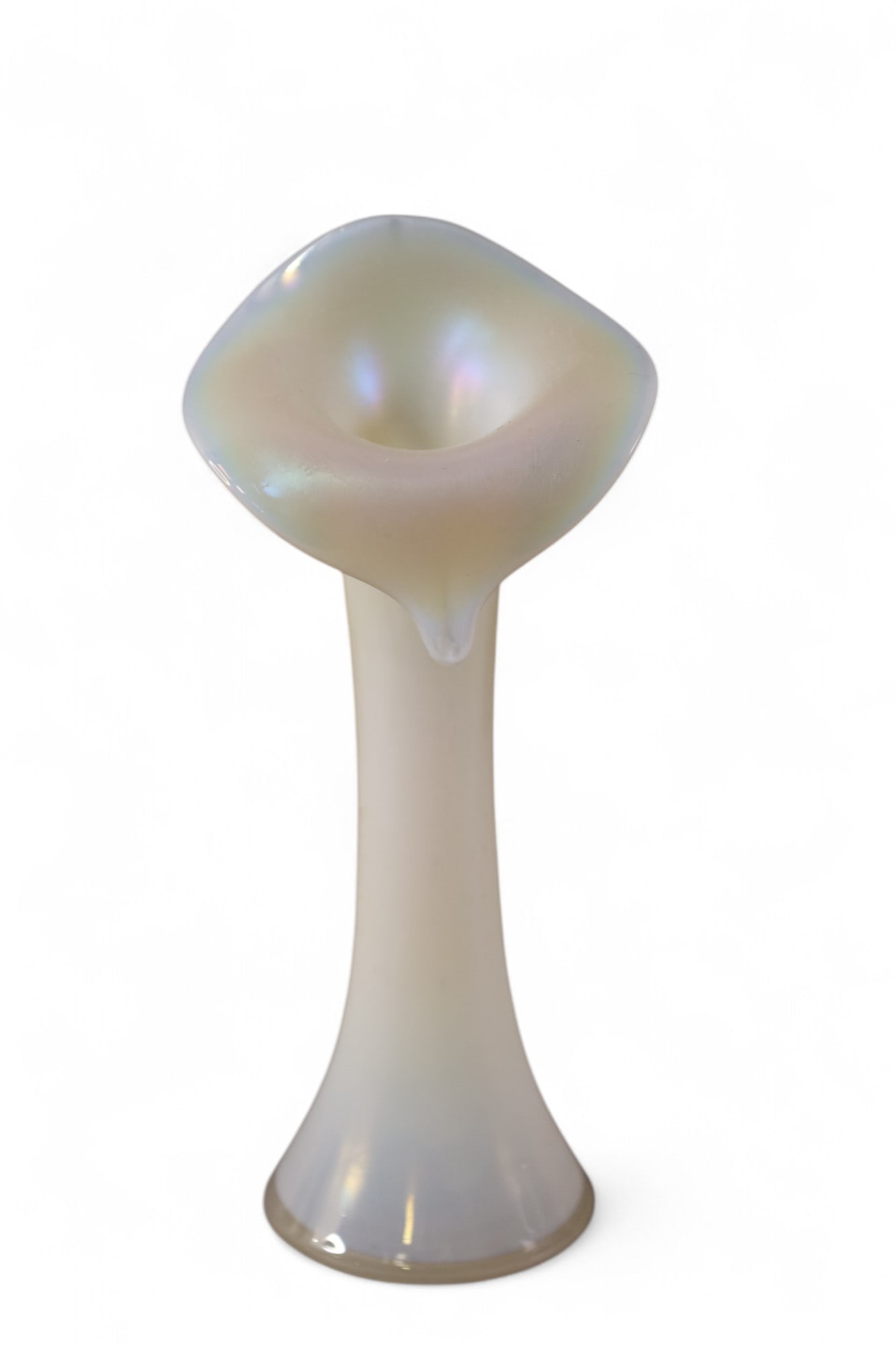 ART GLASS VASE: UNSIGNED LOETZ ART GLASS VASE, JACK AND TH PULPIT. 7 1/2" H.