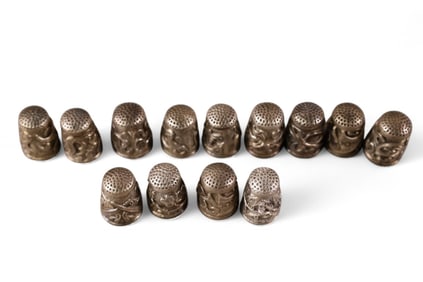 COLLECTION OF STERLING SILVER THIMBLES