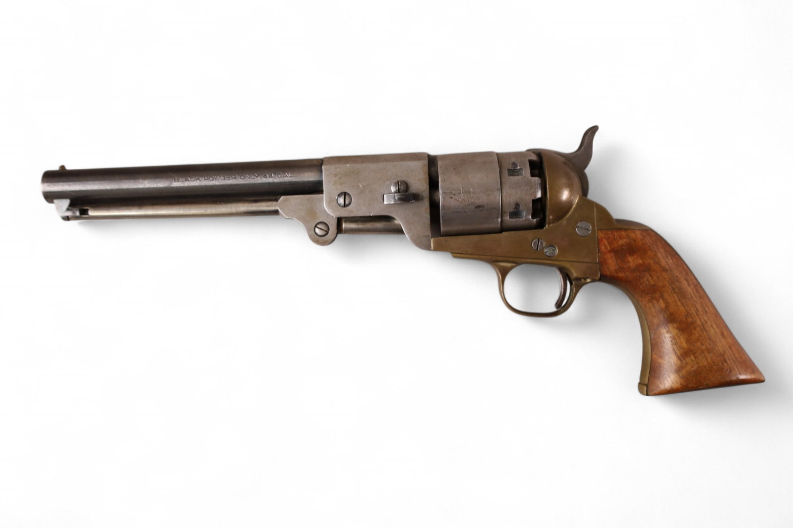 WALL HANGING COLT ITALIAN REVOLVER: COLT ITALIAN REVOLVER, 9MM BLACK POWDER REVOVLER, 8" BARREL 14" L.