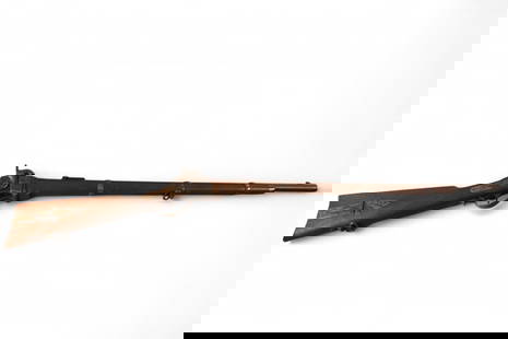 WALL HANGING BLACK POWDER RIFLE: REPLICA SHARPS NEW MODEL 1863 50 CAL BLACK POWER RIFLE. SHILOH RIFLE MFG CO, MONTANA. 29.5" BARREL, 47"L