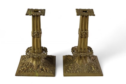 PAIR OF BRONZE CANDLESTICKS