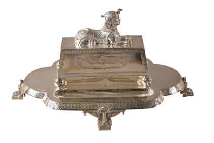 EGYPTIAN REVIVAL DOUBLE INKWELL