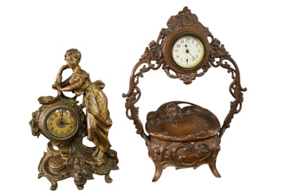 2 ART NOUVEAU SHELF CLOCKS