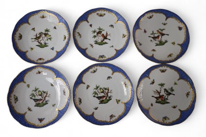 SET OF 6 HEREND ROTHSCHILD BIRD PLATES