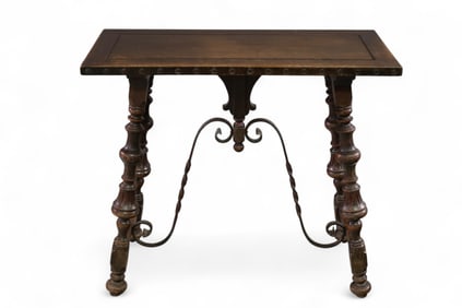 1920'S IRON TRESTLE HALL TABLE