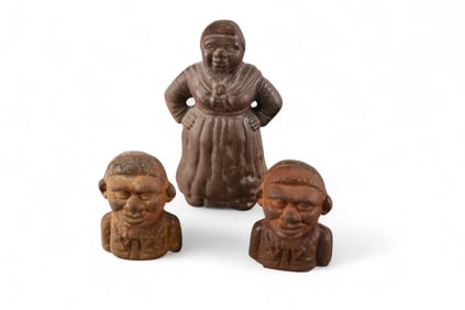 3 BLACK AMERICANA CAST IRON BANKS