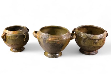 3 MEXICAN POTTERY PLANTERS