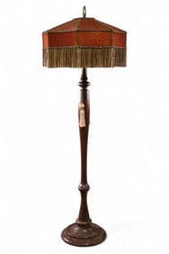 LARGE ANTIQUE WOODEN FLOOR LAMP