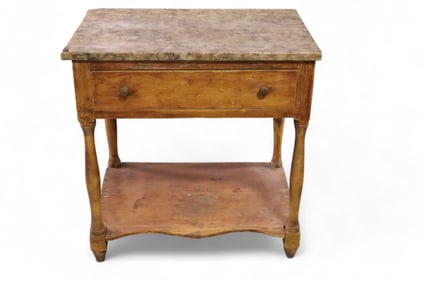 PRIMITIVE SIDE TABLE WITH MARBLE TOP