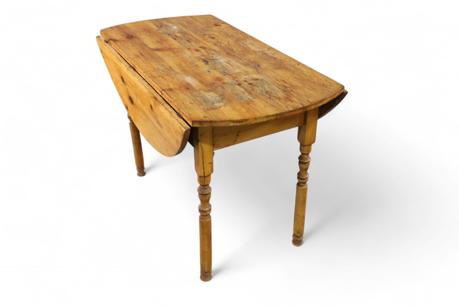 PRIMITIVE DROP SIDE TABLE: PRIMITIVE PINE DROP SIDE TABLE, 41" W x 26 1/2" H.