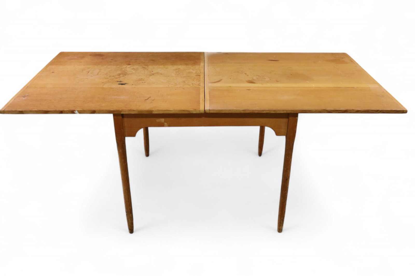 PINE TABLE: FLIP TOP PINE TABLE, 36" x 36" x 31" H. THIS ITEM EXCEEDS SIZE LIMITATIONS FOR IN HOUSE SHIPPING, MUST BE PICKED UP IN HOUSE OR SHIPPED VIA 3rd PARTY GROUND SHIPPER.