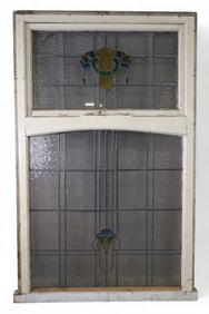ARTS & CRAFTS LEADED GLASS WINDOW