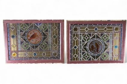 2 19TH CENTURY STAINED GLASS WINDOWS