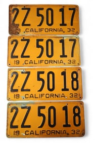 1932 CALIFORNIA LICENSE PLATES