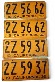 1932 CALIFORNIA LICENSE PLATES