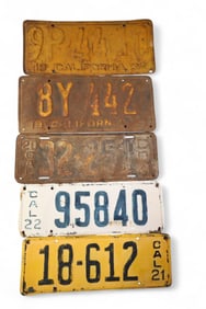 5 CALIFORNIA LICENSE PLATES