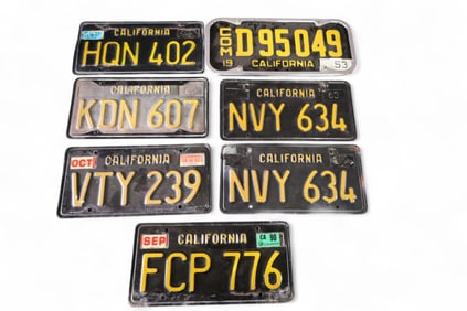 7 CALIFORNIA LICENSE PLATES