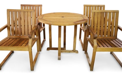 TEAK PATIO TABLE & 4