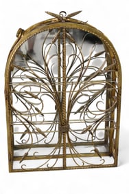 HOLLYWOOD REGENCY GILT METAL WALL SHELF