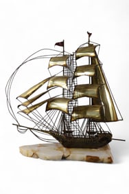 MID CENTURY MODERN SAILSHIP SCULPTURE