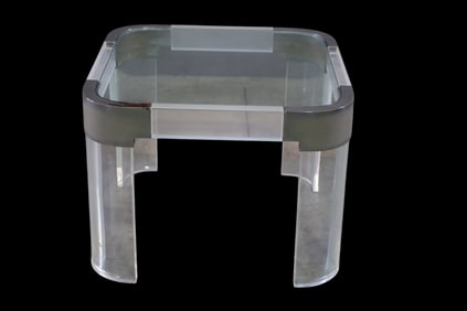 LUCITE & CHROME SIDE TABLE
