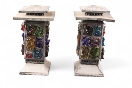 PAIR OF CHUNKY GLASS LAMPS