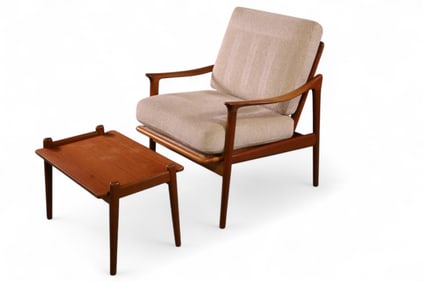 MID CENTURY MODERN LOUNGE CHAIR & FOOTSTOOL