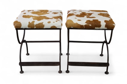PAIR OF IRON STOOLS