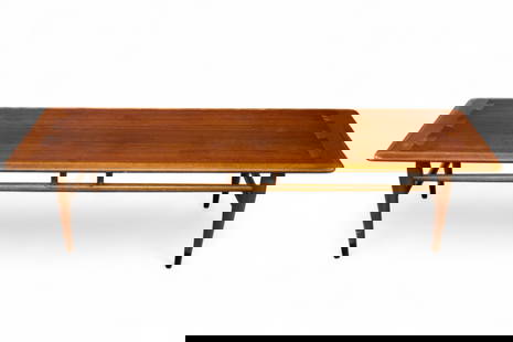 MID CENTURY MODERN COFFEE TABLE: MID CENTURY MODERN LANE COFFEE TABLE, MARKED ON UNDERSIDE, WEAR TO FINISH. 56" L x 19" D x 14" H. THIS ITEM EXCEEDS SIZE LIMITATIONS FOR IN HOUSE SHIPPING, MUST BE PICKED UP IN HOUSE OR SHIPPED VIA 3r