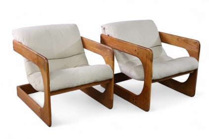 PAIR OF LOU HODGES SLING LOUNGE CHAIRS