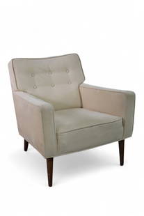 MCM LOUNGE CHAIR: MID CENTURY MODERN LOUNGE CHAIR, WEAR TO UPHOLSTERY. NEEDS CLEANED. 30" W x 31" D x 31" H. THIS ITEM EXCEEDS SIZE LIMITATIONS FOR IN HOUSE SHIPPING, MUST BE PICKED UP IN HOUSE OR SHIPPED VIA 3rd PARTY