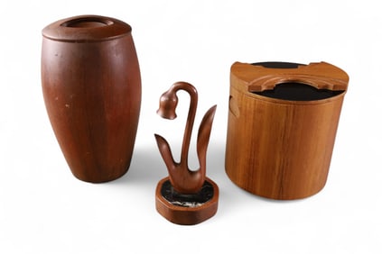 3 MID CENTURY WOODEN TABLE ITEMS