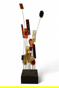 CURTIS JERE SCULPTURE: MID CENTURY MODERN ABSTRACT SCULPTURE, SIGNED JERE, 35" H.