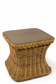 VINTAGE RATTAN SIDE TABLE