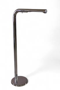 CHROME FLOOR LAMP: VINTAGE CHROME PLATED FLOOR LAMP, ATTRIBUTED TO ROBERT SONNAMAN 50 1/2" H. THIS ITEM EXCEEDS SIZE LIMITATIONS FOR IN HOUSE SHIPPING, MUST BE PICKED UP IN HOUSE OR SHIPPED VIA 3rd PARTY GROUND SHIPPER.