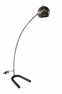 CHROME ARC FLOOR LAMP: MID CENTURY MODERN ATOMIC ARC LAMP, IRON BASE, NEEDS REWIRED. 57" H. THIS ITEM EXCEEDS SIZE LIMITATIONS FOR IN HOUSE SHIPPING, MUST BE PICKED UP IN HOUSE OR SHIPPED VIA 3rd PARTY GROUND SHIPPER.