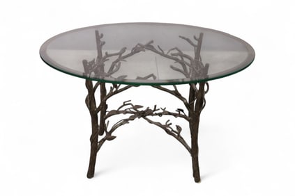 FLORAL DECORATED GLASS TOP TABLE