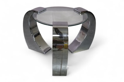CHROME AND GLASS SIDE TABLE