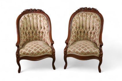 PAIR OF VICTORIAN STYLE PARLOR CHAIRS