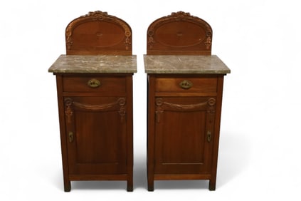 PAIR OF MARBLE TOP NIGHTSTANDS