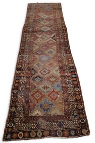 APPROX 11' 4" x 3' 3" HANDMADE WOOL RUNNER RUG