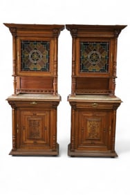 PAIR OF ANTIQUE OAK SIDEBOARD CABINETS