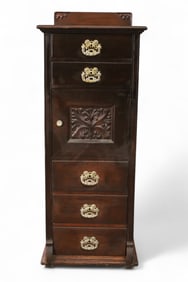 NARROW MAHOGANY CHEST OF DRAWERS