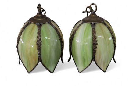 SLAG GLASS HANGING LAMP