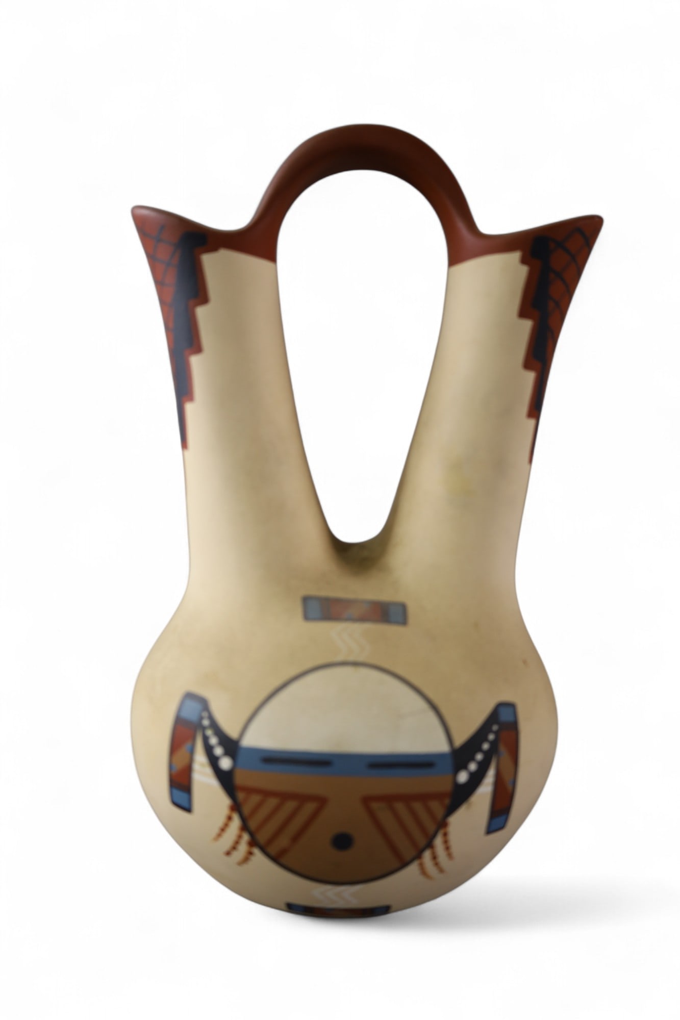 NATIVE AMERICAN POTTERY VASE: NATIVE AMERICAN WEDDING VASE, SIGNED J. HAMILTON, 89 NAVAJO. 13" H.